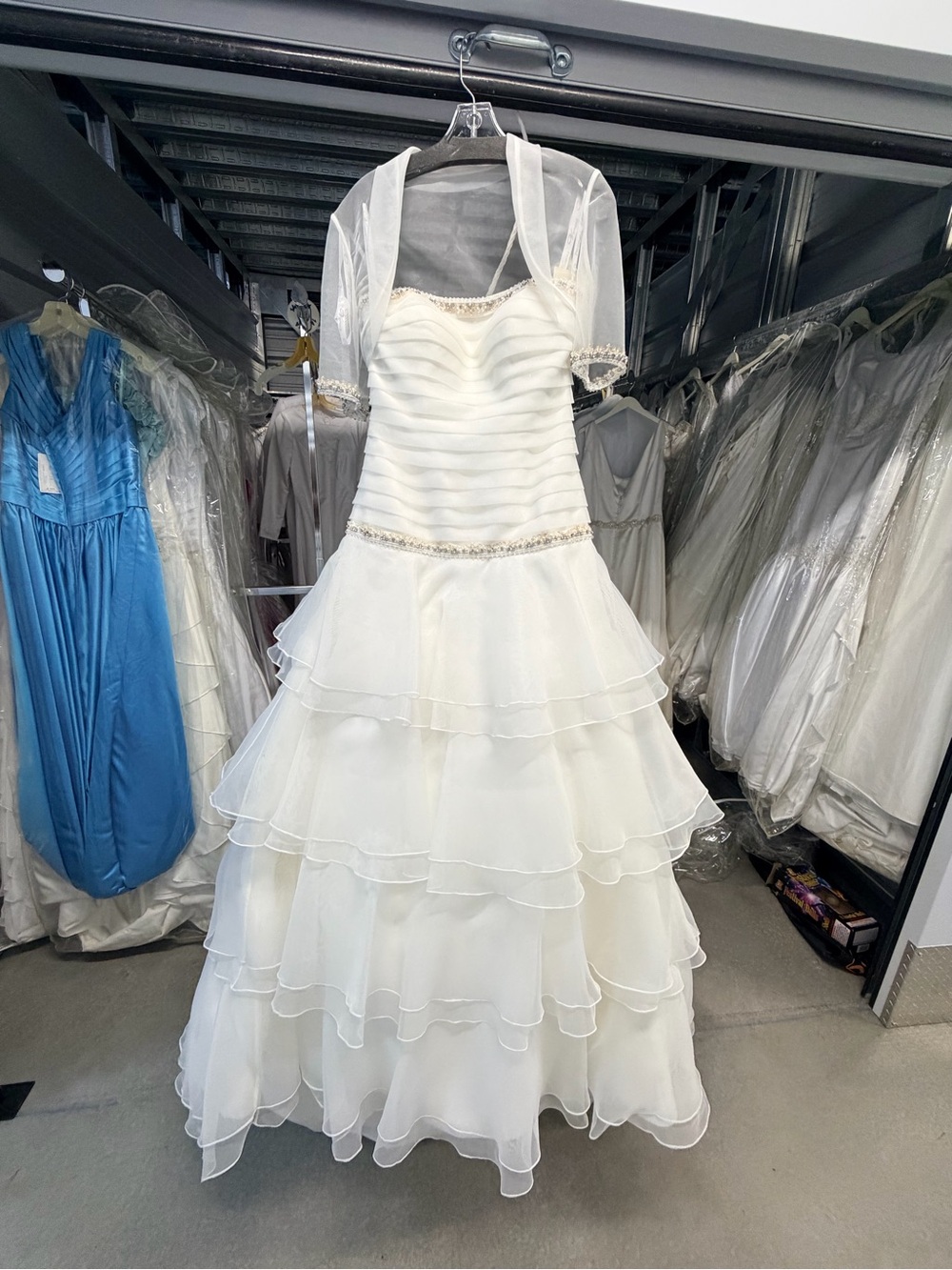 VENUS Ivory Tiered Organza Wedding Gown with Beaded Waist